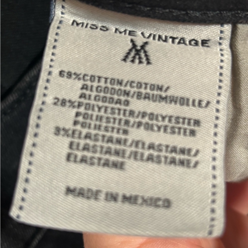 Miss Me Vintage Skinny Jeans 27 Black Denim Floral Embroidered Detail - Picture 5 of 11